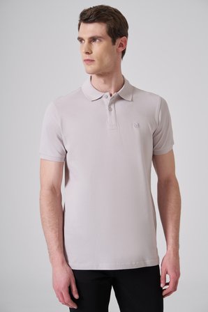  Erkek Gri Basic Polo Yaka Dynamic Fit T-Shirt