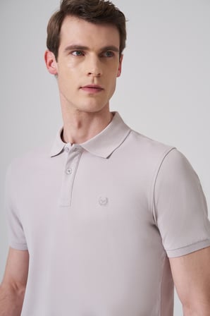  Erkek Gri Basic Polo Yaka Dynamic Fit T-Shirt