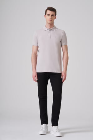  Erkek Gri Basic Polo Yaka Dynamic Fit T-Shirt