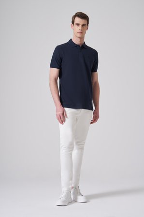  Erkek Lacivert Basic Polo Yaka Dynamic Fit T-Shirt