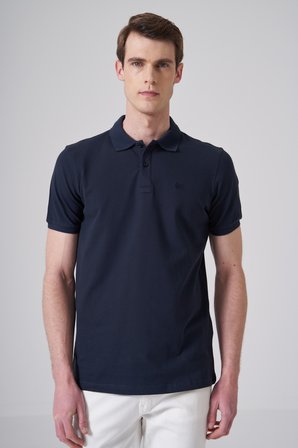  Erkek Lacivert Basic Polo Yaka Dynamic Fit T-Shirt