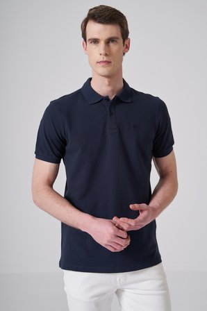  Erkek Lacivert Basic Polo Yaka Dynamic Fit T-Shirt