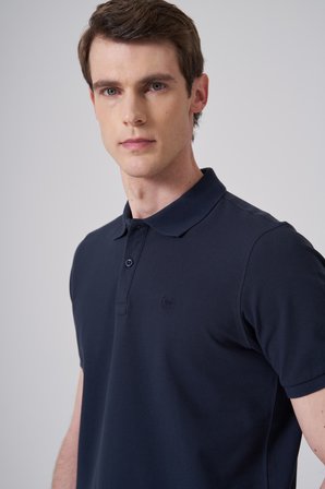  Erkek Lacivert Basic Polo Yaka Dynamic Fit T-Shirt