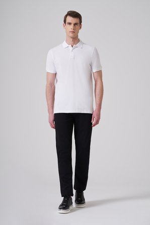  Erkek Beyaz Basic Polo Yaka Dynamic Fit T-Shirt