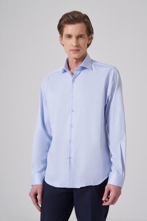  Erkek A. MAVİ Pamuk Trend Dynamic Fit İtalyan Yaka Gömlek