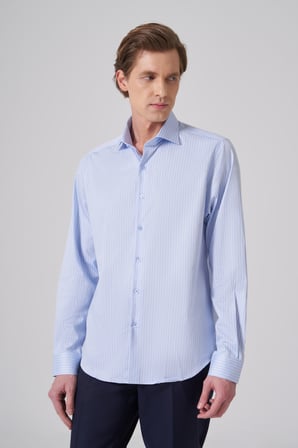  Erkek A. MAVİ Pamuk Trend Dynamic Fit İtalyan Yaka Gömlek