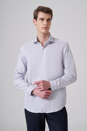  Erkek Lacivert Pamuk Trend Dynamic Fit İtalyan Yaka Gömlek