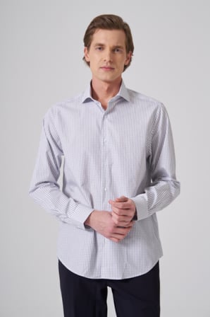  Erkek Lacivert Pamuk Trend Dynamic Fit İtalyan Yaka Gömlek