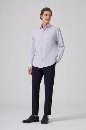  Erkek Lacivert Pamuk Trend Dynamic Fit İtalyan Yaka Gömlek