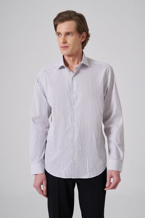  Erkek KAHVE Pamuk Trend Dynamic Fit İtalyan Yaka Gömlek