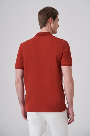  Erkek Kiremit Trend Desenli Polo Yaka T-shirt