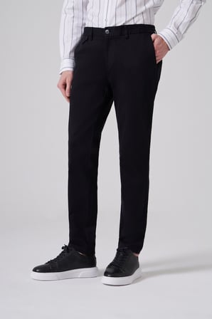  Erkek Siyah Pamuk Trend Slim Fit Chino Pantolon