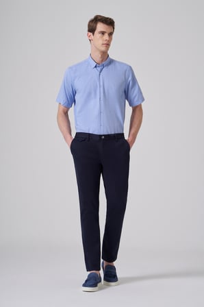  Erkek Lacivert Pamuk Trend Slim Fit Chino Pantolon