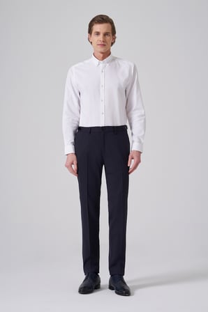  Erkek Lacivert Slim Fit Tokalı Pantolon
