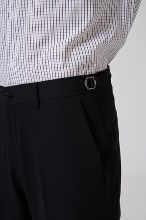  Erkek Siyah Slim Fit Tokalı Pantolon