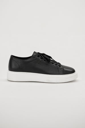  Erkek Siyah Mevsimlik Sneaker Deri Ayakkabı