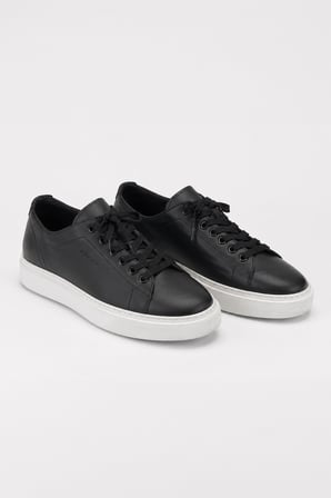  Erkek Siyah Mevsimlik Sneaker Deri Ayakkabı