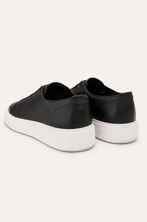  Erkek Siyah Mevsimlik Sneaker Deri Ayakkabı
