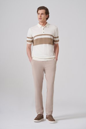  Erkek Ekru Trend Soft Pamuk Polo Yaka Triko T-Shirt
