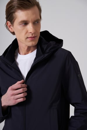  Erkek Lacivert Trend Polyester Kapüşonlu Bomber Mont