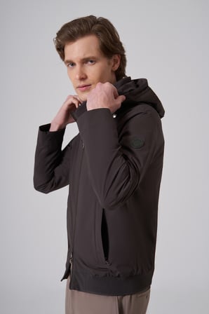  Erkek Haki Trend Polyester Kapüşonlu Bomber Mont