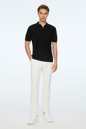  Erkek Siyah Trend Polo Yaka Rayon Triko T-Shirt