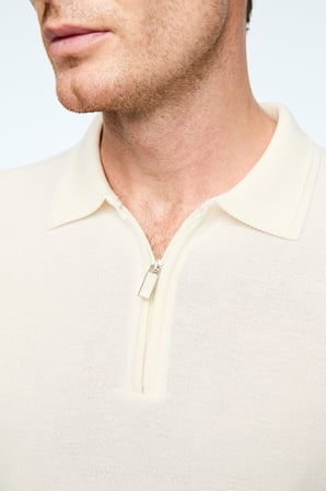  Erkek Ekru Trend Polo Yaka Rayon Triko T-Shirt
