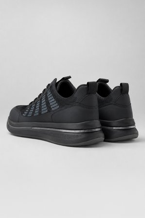  Erkek Siyah Mevsimlik Sneaker Deri Ayakkabı