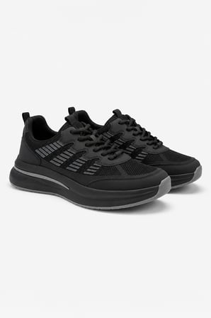  Erkek Siyah Mevsimlik Sneaker Deri Ayakkabı