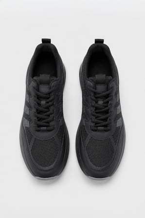  Erkek Siyah Mevsimlik Sneaker Deri Ayakkabı