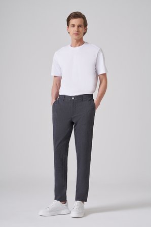  Erkek Lacivert Trend Slim fit Lastikli Pantolon