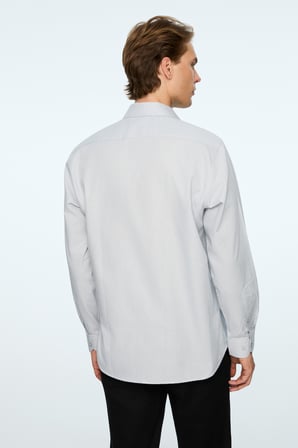  Erkek Gri Basic Regular Fit Sert Yaka Gömlek