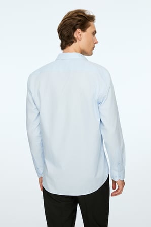  Erkek A. MAVİ Basic Regular Fit Sert Yaka Gömlek