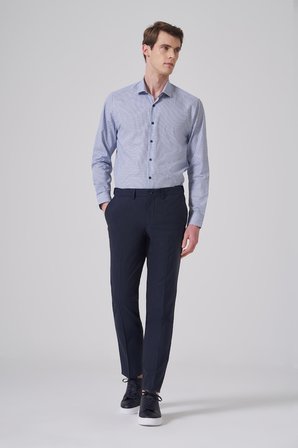 Erkek Lacivert Yünlü Trend Desenli Dynamic Fit Pantolon