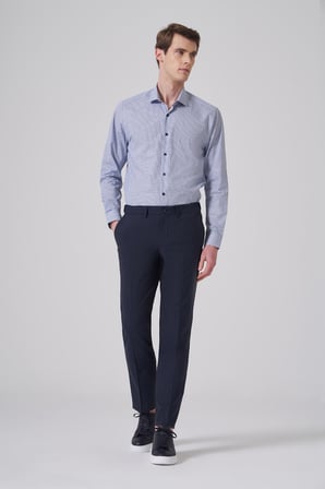 Erkek Lacivert Yünlü Trend Desenli Dynamic Fit Pantolon