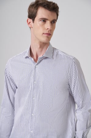  Erkek KOYU LACİVERT Pamuk Trend Dynamic Fit İtalyan Yaka Gömlek