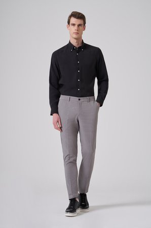  Erkek Gri Trend Gofre Slim Fit Pantolon
