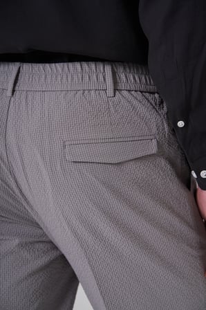  Erkek Gri Trend Gofre Slim Fit Pantolon