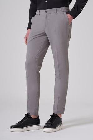 Erkek Gri Trend Gofre Slim Fit Pantolon