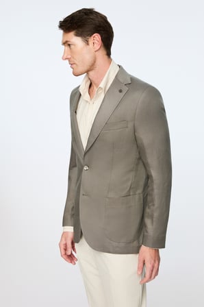  Erkek Nefti Dokuma Trend Düz Slim Fit Mono Yaka Ceket