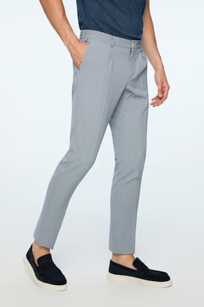  Erkek Lacivert Poliviskon Trend Desenli Slim Fit Lastikli Pantolon
