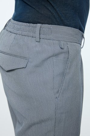  Erkek Lacivert Poliviskon Trend Desenli Slim Fit Lastikli Pantolon