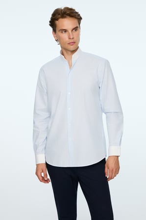  Erkek A. MAVİ Slim Fit Dik Yaka Gömlek