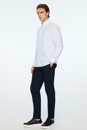  Erkek A. MAVİ Slim Fit Dik Yaka Gömlek