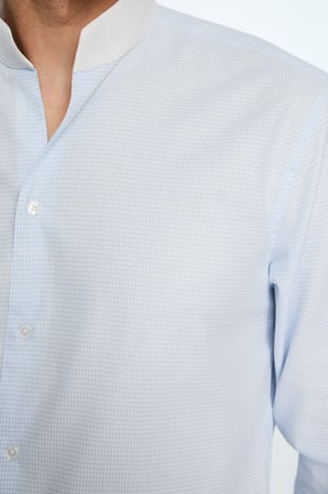  Erkek A. MAVİ Slim Fit Dik Yaka Gömlek