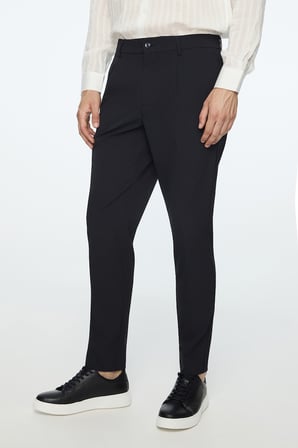  Erkek Lacivert Polyamid Trend Desenli Slim Fit Pantolon