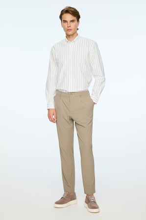  Erkek Vizon Polyamid Trend Desenli Slim Fit Pantolon