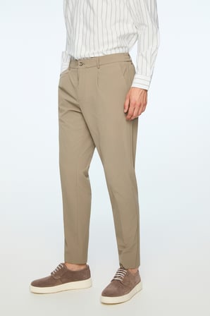  Erkek Vizon Polyamid Trend Desenli Slim Fit Pantolon