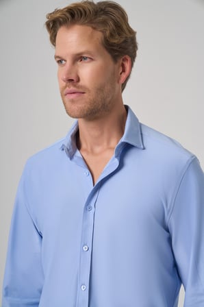  Erkek A. MAVİ Trend Düz Slim Fit Tam İtalyan Yaka Relaxible Gömlek