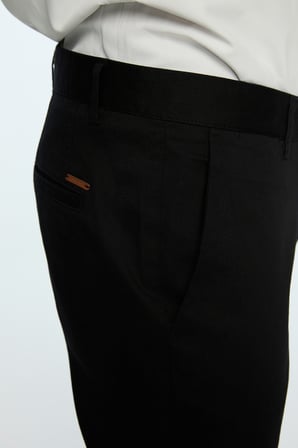  Erkek Siyah Pamuk Trend Düz Slim Fit Chino Pantolon